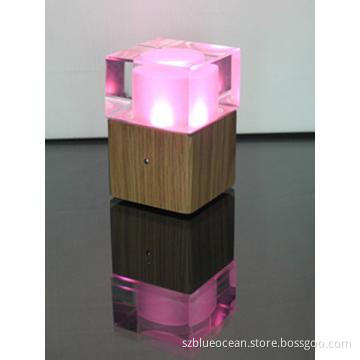 LED cordless rechargeable lamp crystal wooden base light